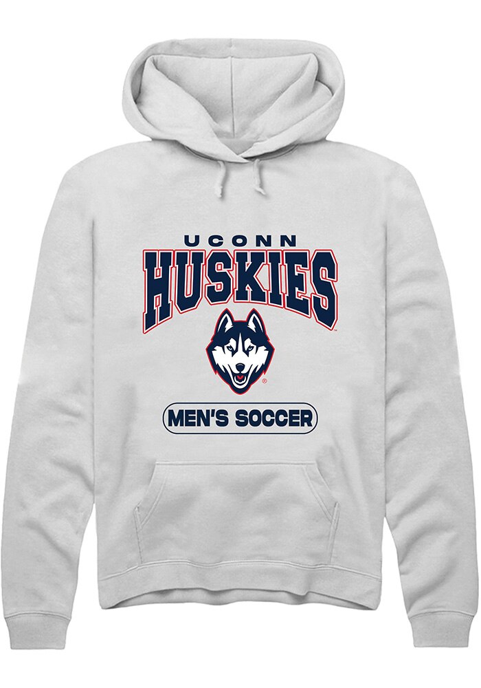 UConn Huskies Unisex Mens Soccer White Hoodie