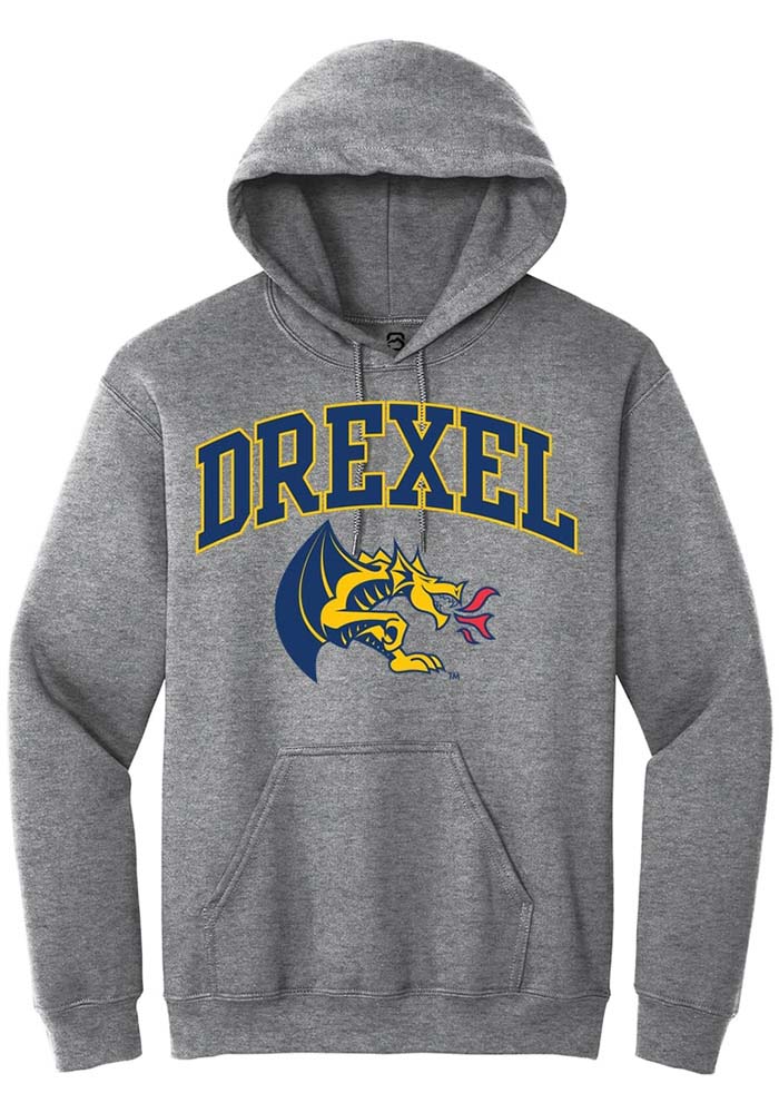 Drexel Dragons Mens Graphite Arch Logo Long Sleeve Hoodie
