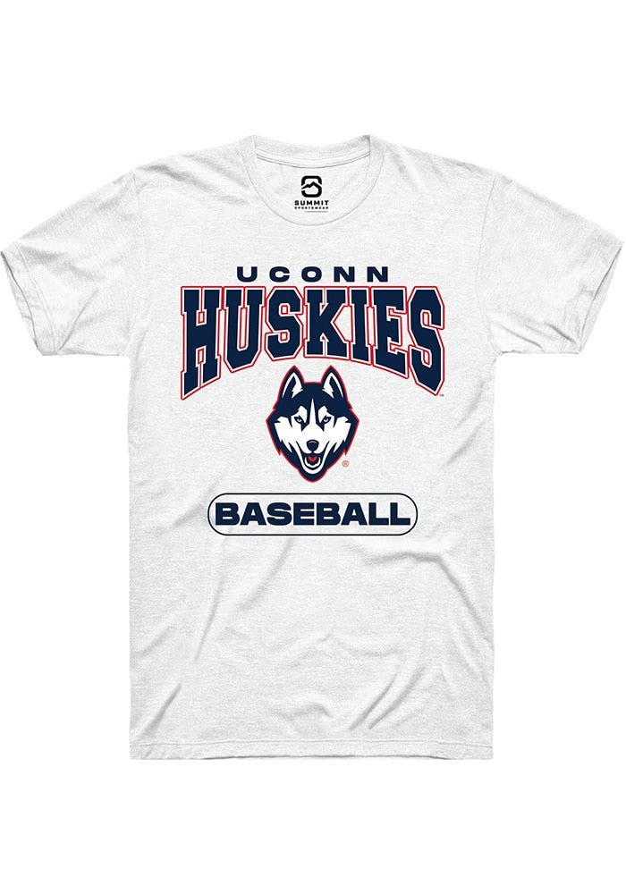 UConn Huskies Unisex Baseball White Short Sleeve T-Shirt