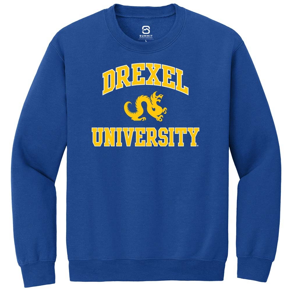 Drexel Dragons Mens Blue No 1 Primary Long Sleeve Crew Sweatshirt