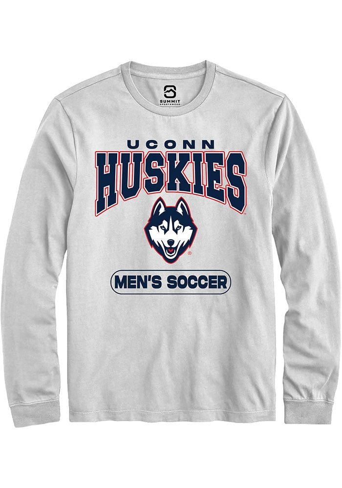 UConn Huskies Unisex Mens Soccer White Long Sleeve T-Shirt