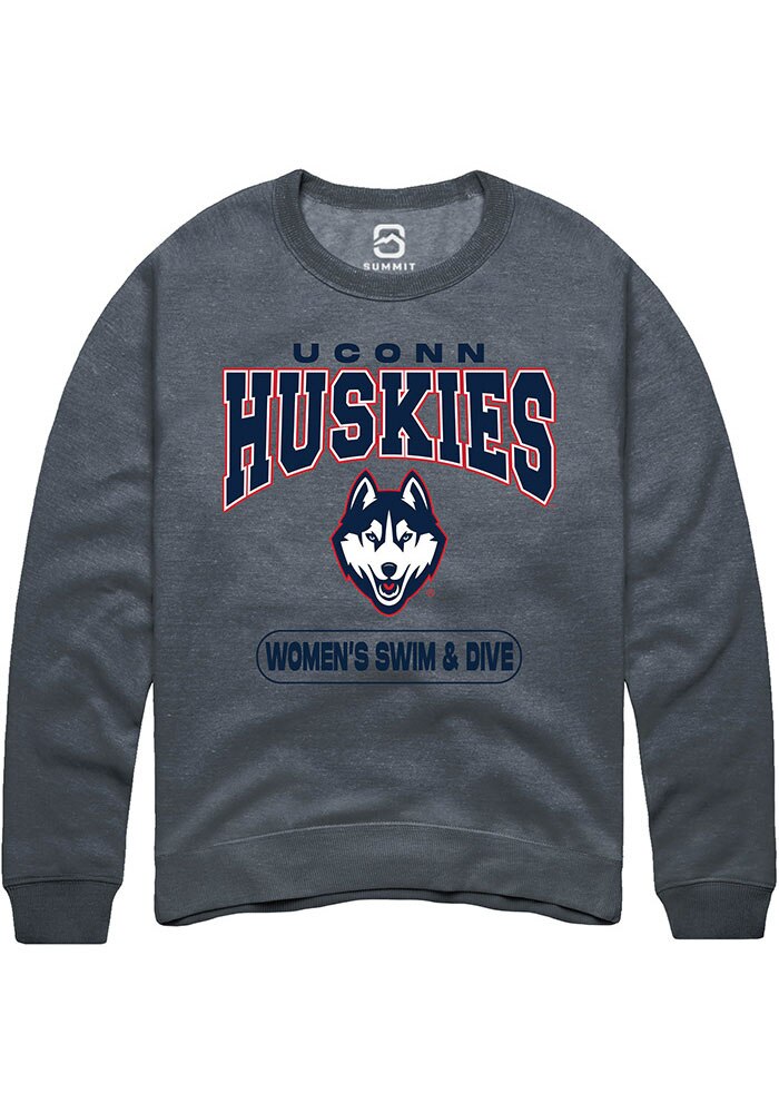 Uconn Huskies Unisex Dark Heather Womens Swim And Dive Crew Sweatshirt