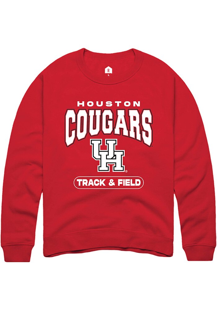 Houston Cougars Mens Red Track & Field Long Sleeve Crew Sweatshirt
