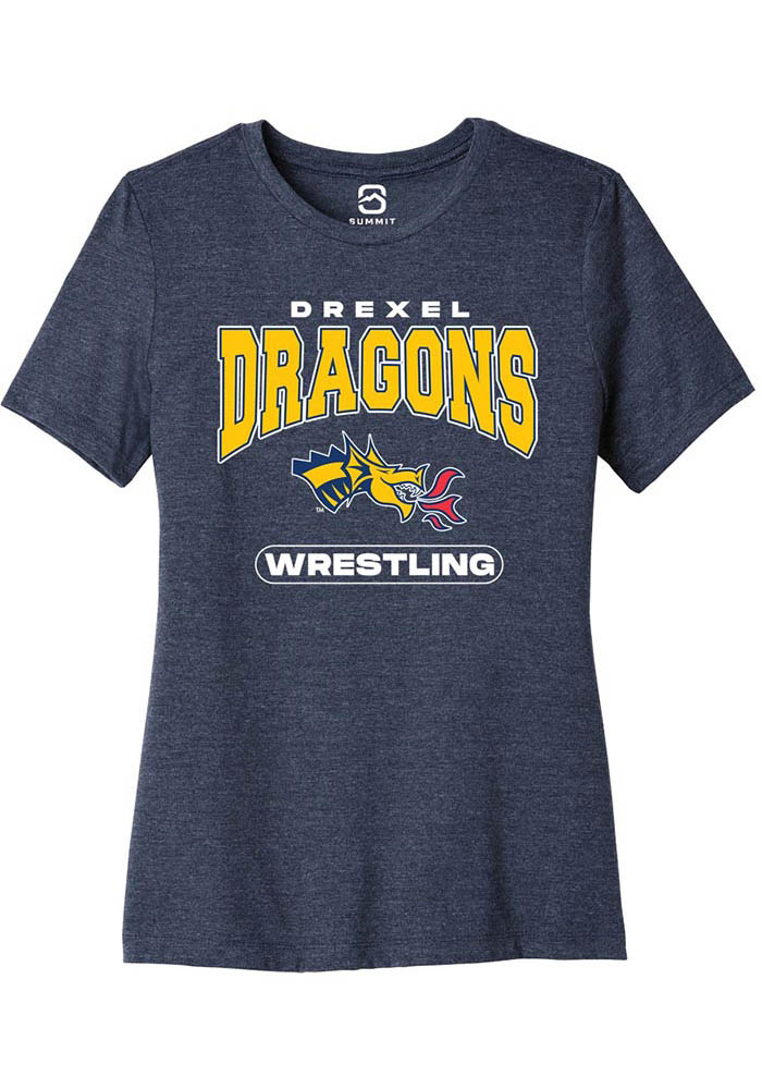 Drexel Dragons Womens Navy Blue Wrestling Short Sleeve T-Shirt