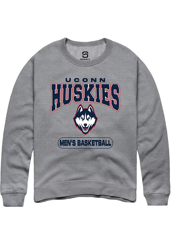 Uconn Huskies Unisex Graphite Heather Mens Basketball Crew Sweatshirt