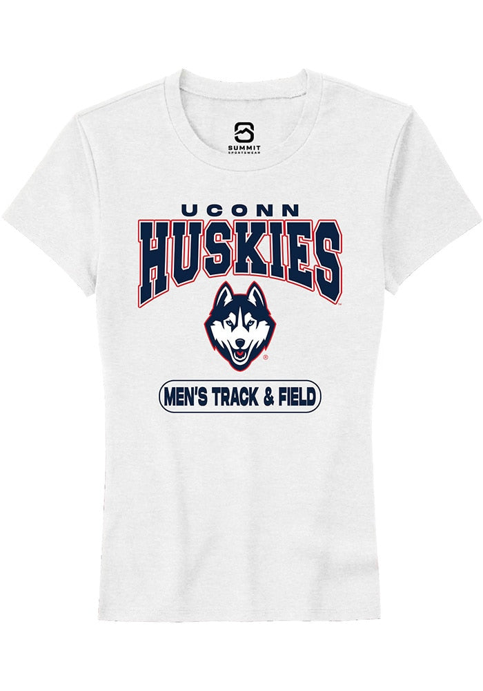 UConn Huskies Womens Mens Track & Field White Short Sleeve T-Shirt
