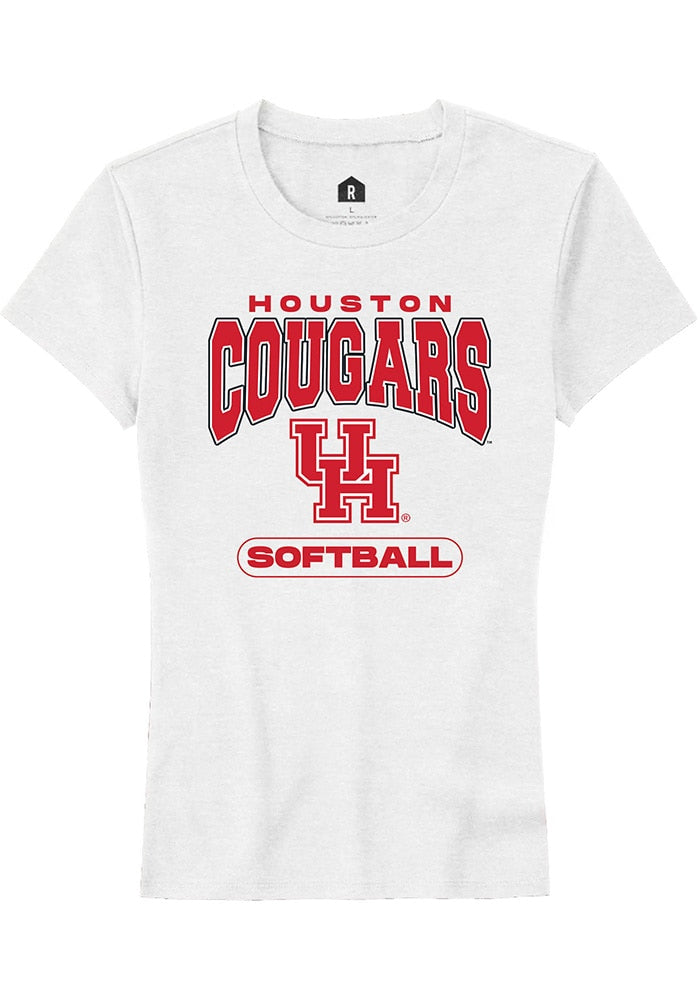 Houston Cougars Womens White Softball Short Sleeve T-Shirt