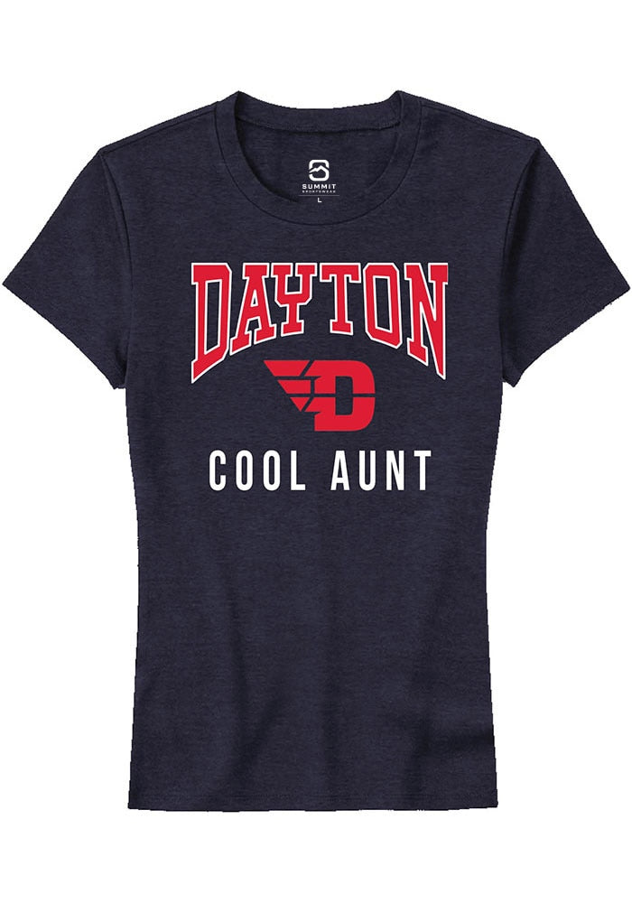 Dayton Flyers Womens Navy Blue Cool Aunt Short Sleeve T-Shirt