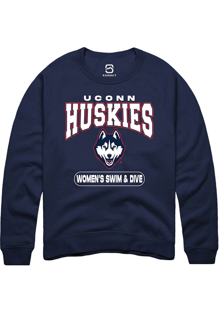 UConn Huskies Unisex Womens Swim and Dive Navy Crew Sweatshirt