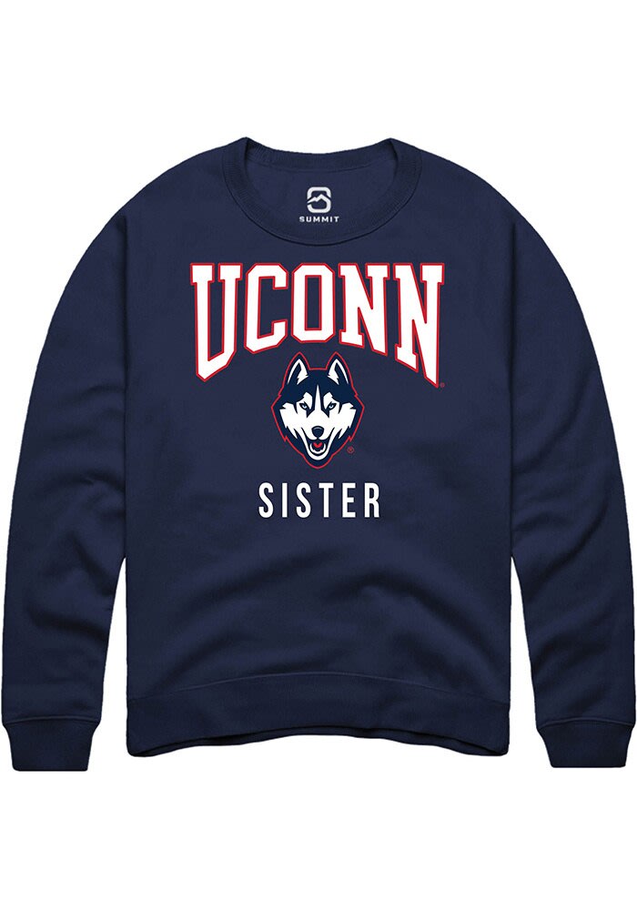 UConn Huskies Unisex Sister Navy Crew Sweatshirt