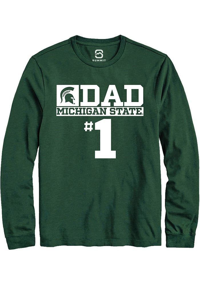Michigan State Spartans Green No 1 Dad Long Sleeve T-Shirt