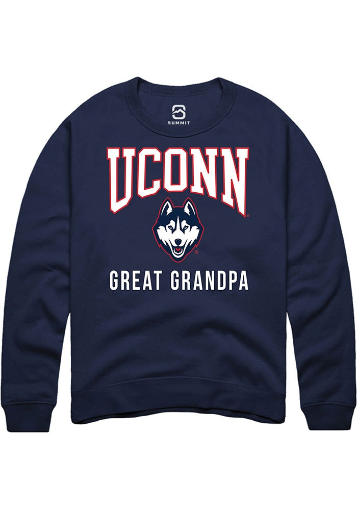 UConn Huskies Unisex Great Grandpa Navy Crew Sweatshirt