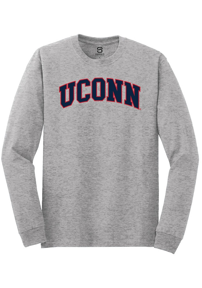 UConn Huskies Unisex Arch Heather Grey Long Sleeve T-Shirt