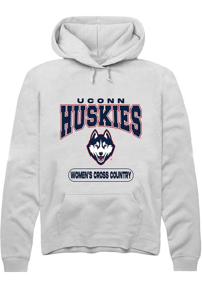 UConn Huskies Unisex Womens Cross Country White Hoodie