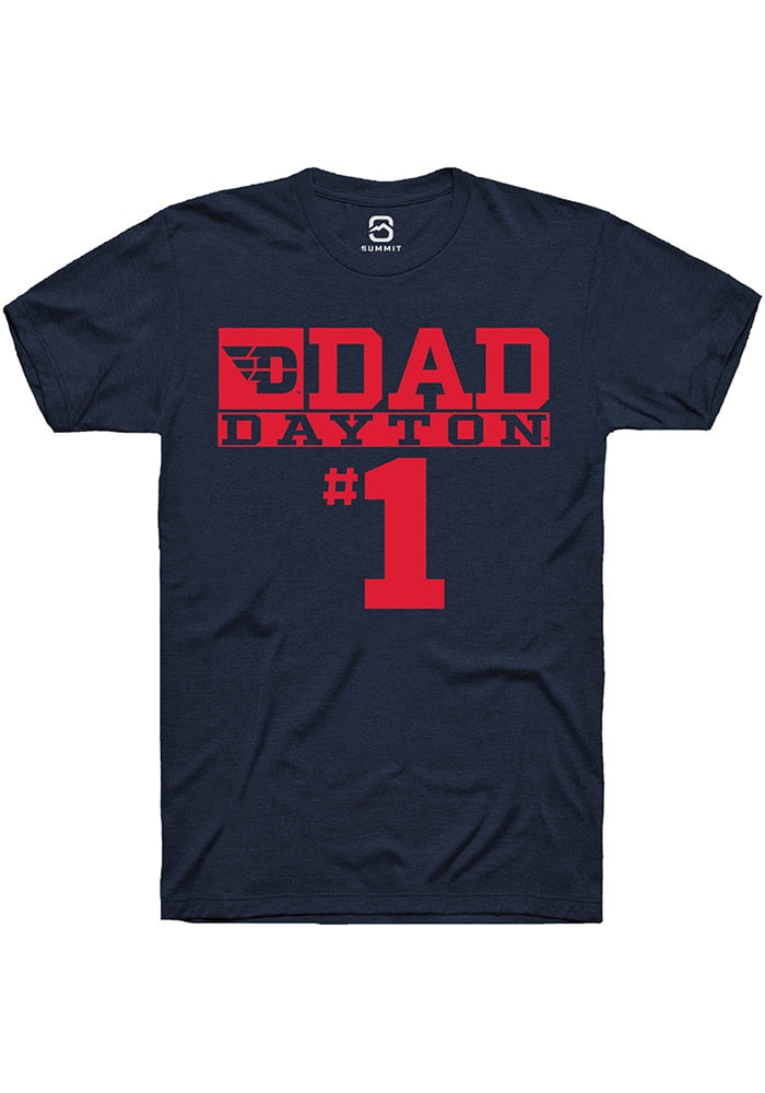 Dayton Flyers Navy Blue No 1 Dad Short Sleeve T-Shirt