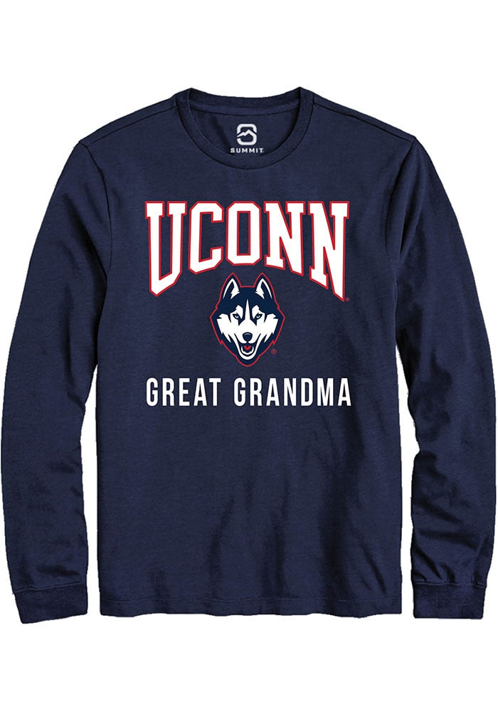 UConn Huskies Unisex Great Grandma Navy Long Sleeve T-Shirt