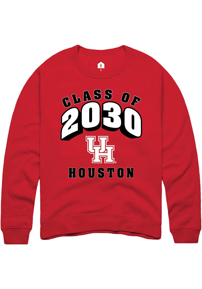 Houston Cougars Mens Red Class of 2030 Long Sleeve Crew Sweatshirt