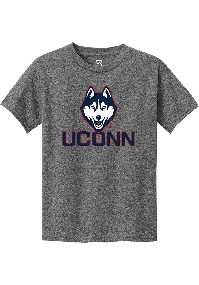 UConn Huskies Youth Primary Logo Heather Graphite Short Sleeve T-Shirt