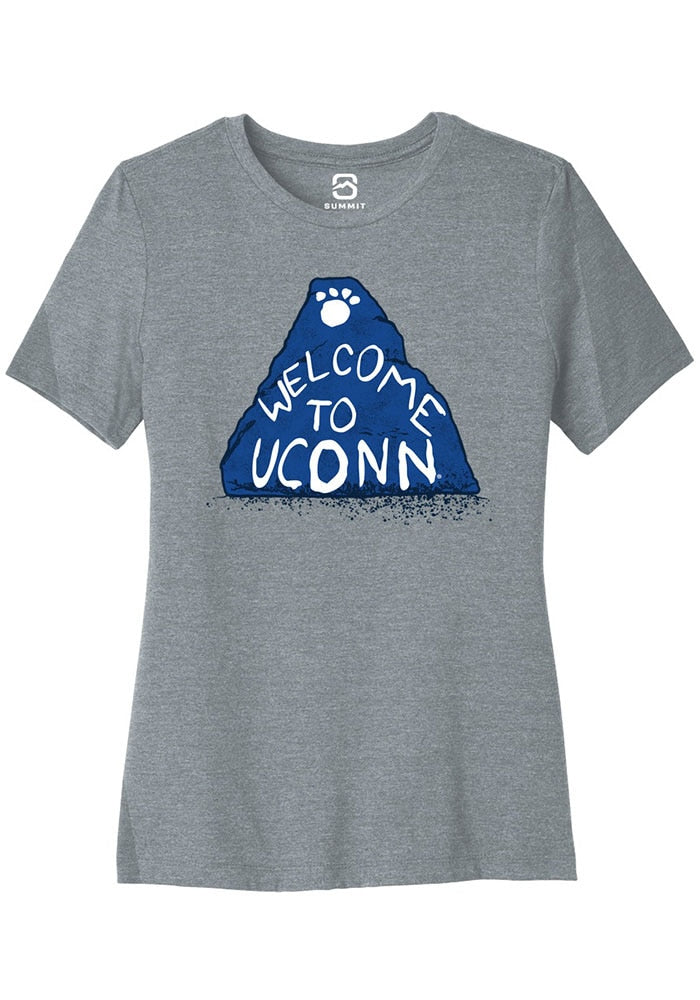 UConn Huskies Womens Welcome to UConn Heather Grey Short Sleeve T-Shirt