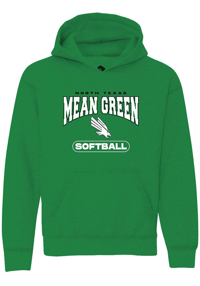 North Texas Mean Green Youth Kelly Green Softball Long Sleeve Hoodie