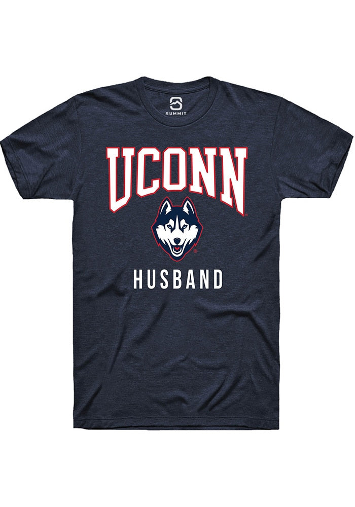 UConn Huskies Unisex Husband Heather Navy Short Sleeve T-Shirt