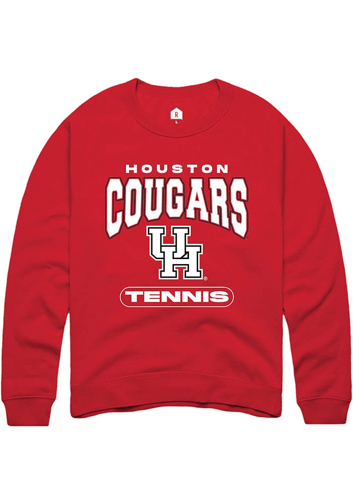 Houston Cougars Mens Red Tennis Long Sleeve Crew Sweatshirt