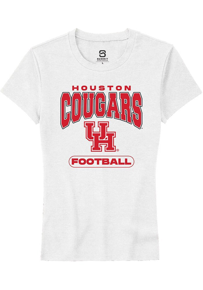 Houston Cougars Womens White Football Short Sleeve T-Shirt