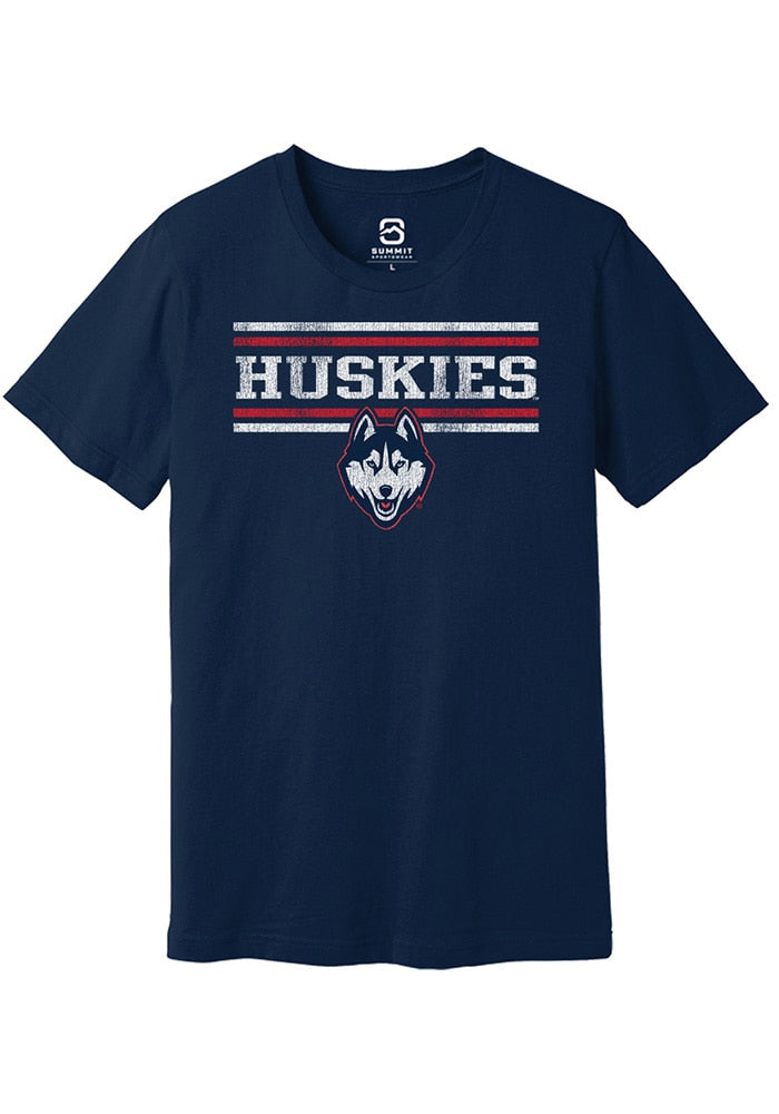 UConn Huskies Unisex Bars Heather Navy Short Sleeve T-Shirt