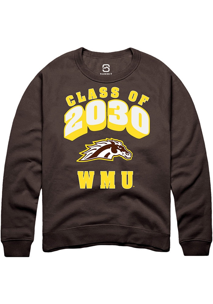 Western Michigan Broncos Mens Brown Class of 2030 Long Sleeve Crew Sweatshirt
