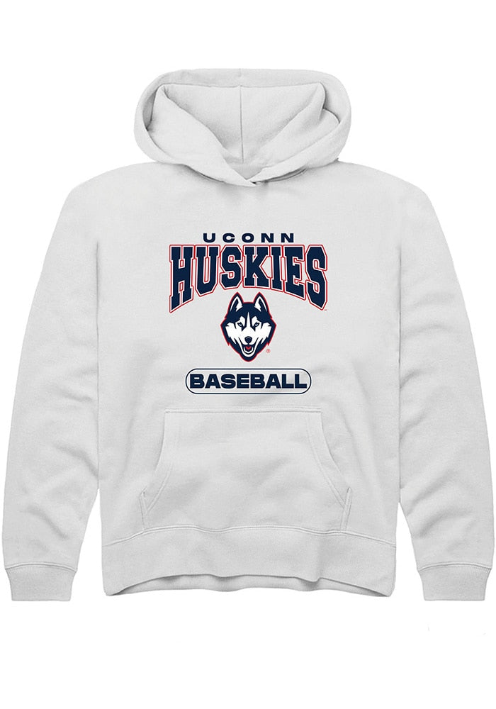 UConn Huskies Youth Baseball White Hoodie