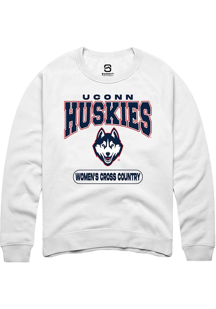 UConn Huskies Unisex Womens Cross Country White Crew Sweatshirt