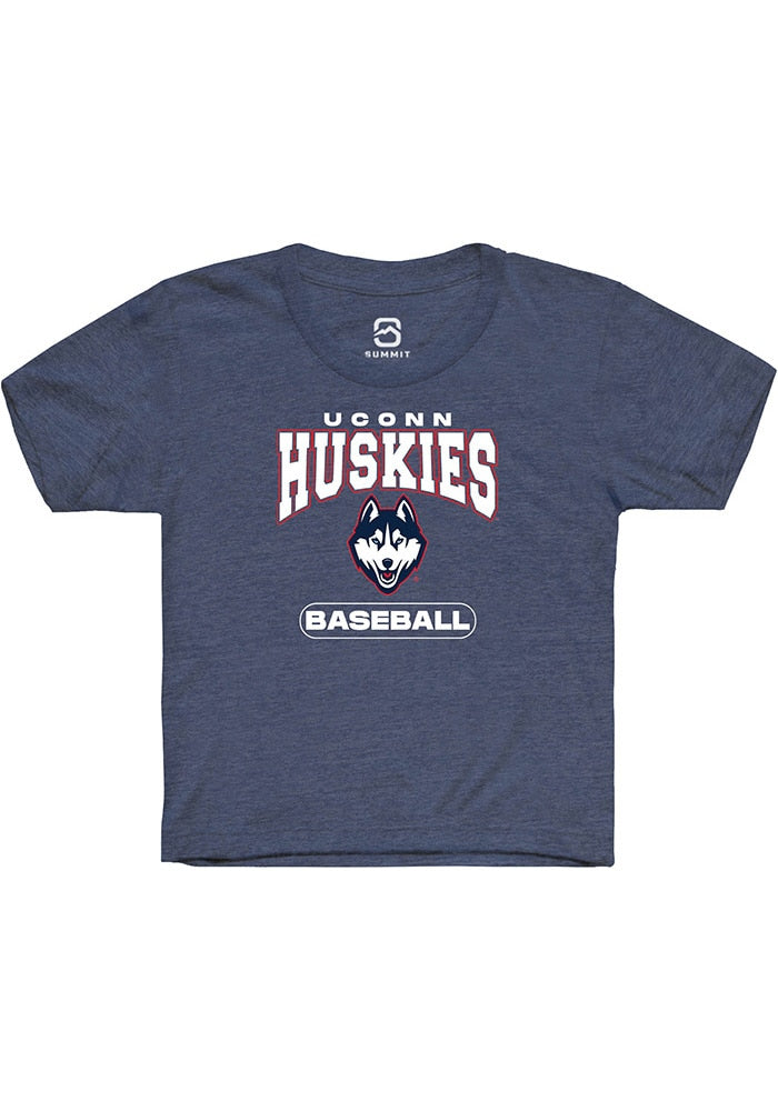 UConn Huskies Youth Baseball Heather Navy Short Sleeve T-Shirt