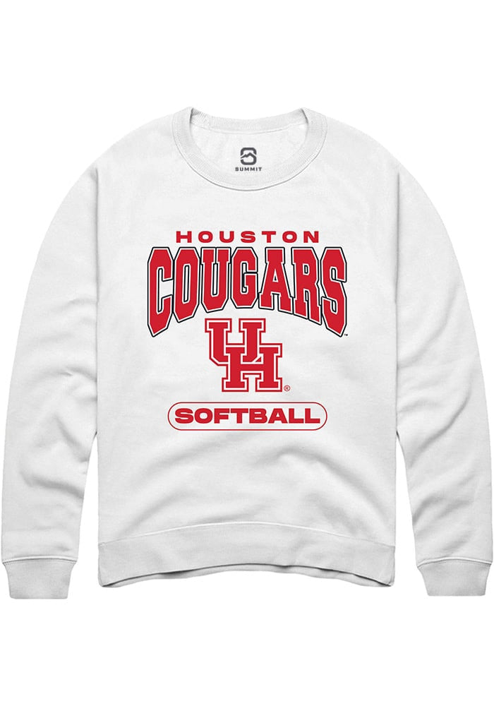 Houston Cougars Mens White Softball Long Sleeve Crew Sweatshirt