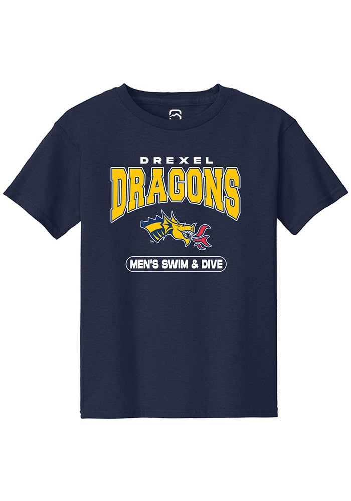Drexel Dragons Youth Navy Blue Swim and Dive Short Sleeve T-Shirt