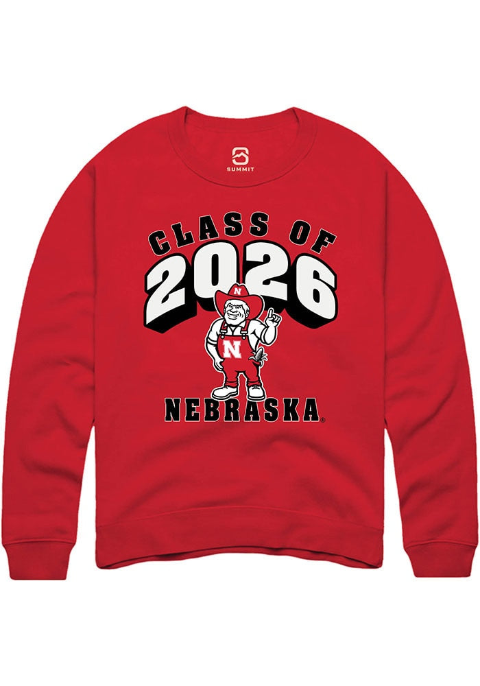 Nebraska Cornhuskers Mens Red Class of 2026 Long Sleeve Crew Sweatshirt