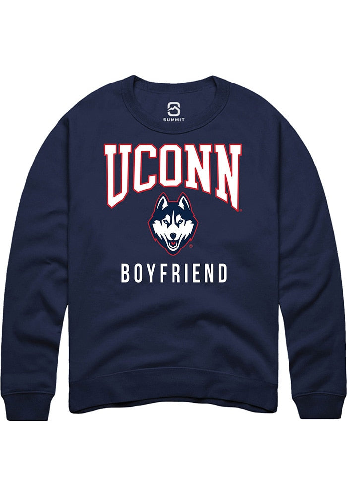 UConn Huskies Unisex Boyfriend Navy Crew Sweatshirt