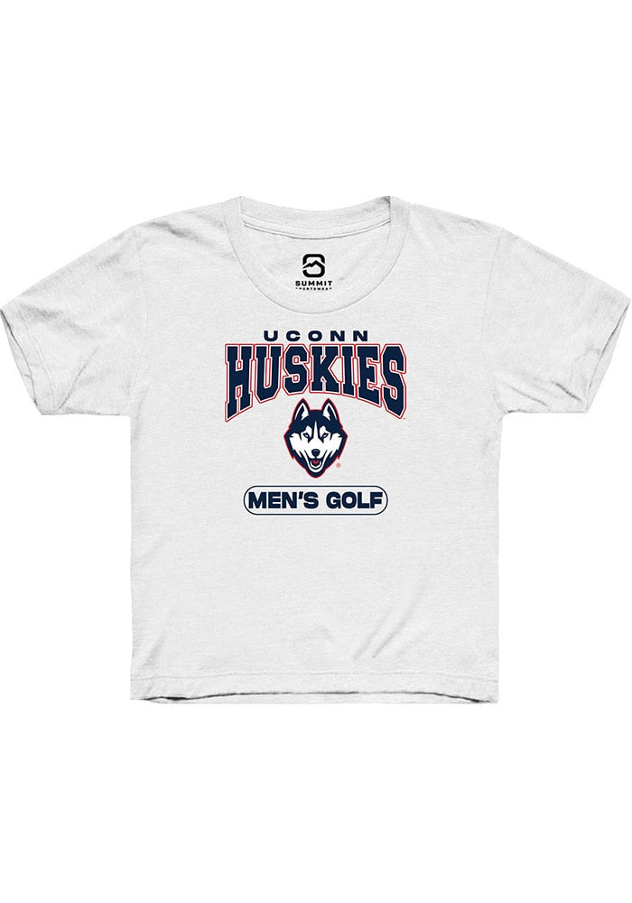 UConn Huskies Youth Mens Golf White Short Sleeve T-Shirt