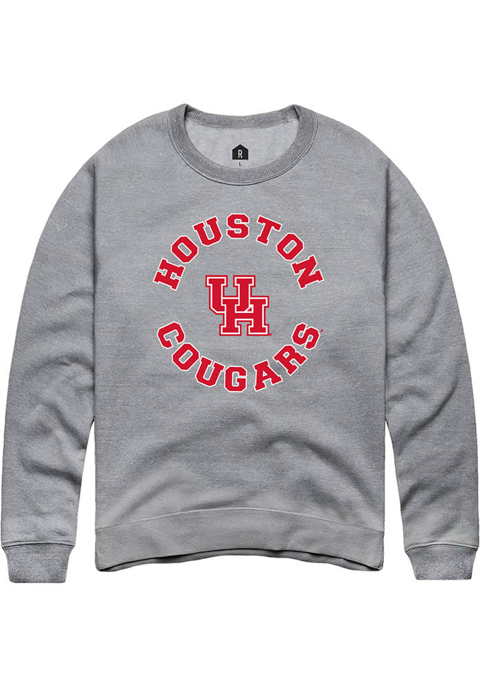 Houston Cougars Mens Grey Circle Long Sleeve Crew Sweatshirt