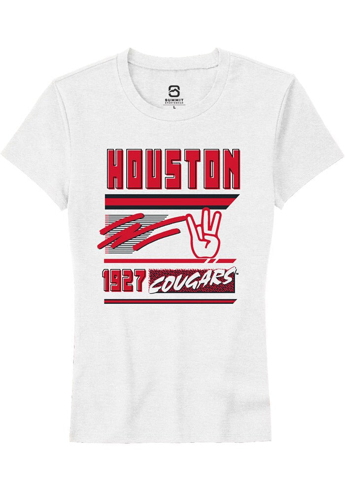 Houston Cougars Womens White Retro Short Sleeve T-Shirt