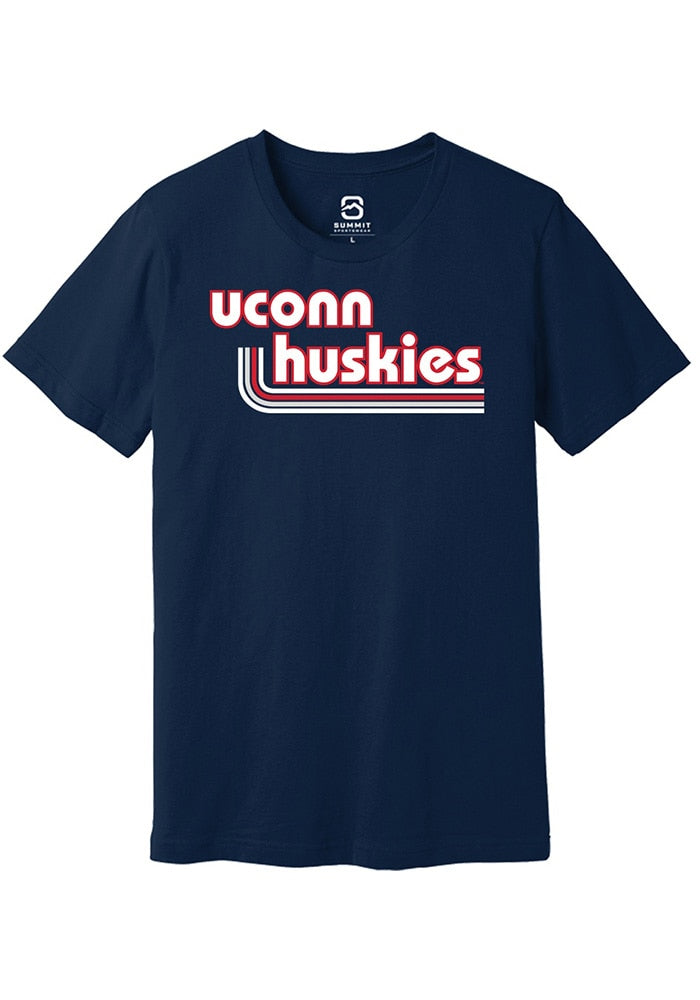 UConn Huskies Unisex Stripes Heather Navy Short Sleeve T-Shirt