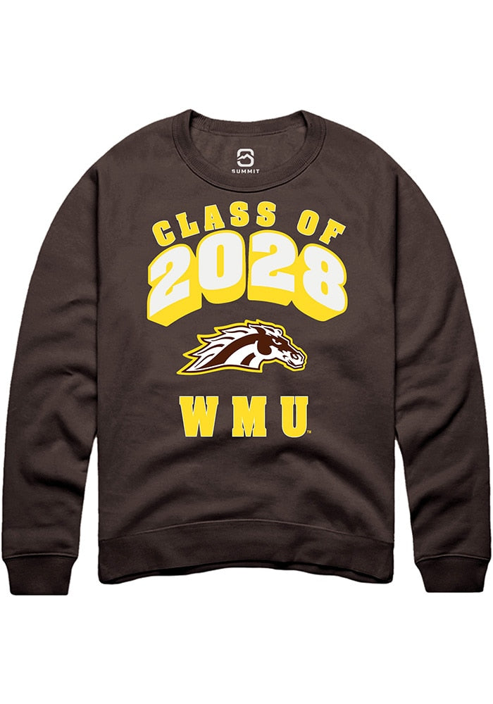 Western Michigan Broncos Mens Brown Class of 2028 Long Sleeve Crew Sweatshirt