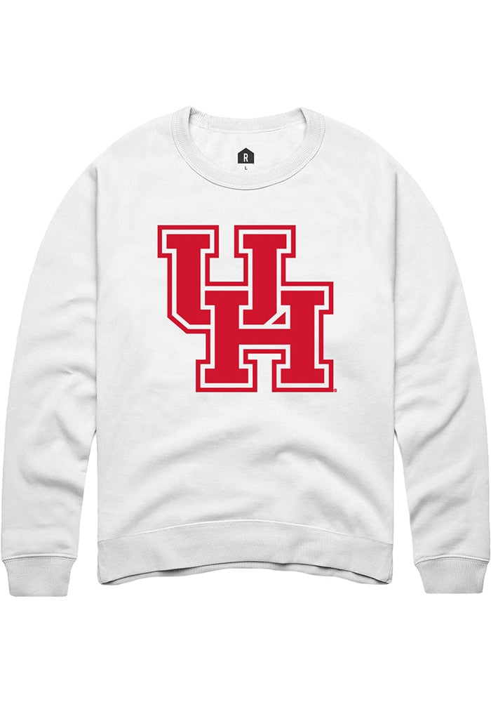 Houston Cougars Mens White Primary Logo Long Sleeve Crew Sweatshirt