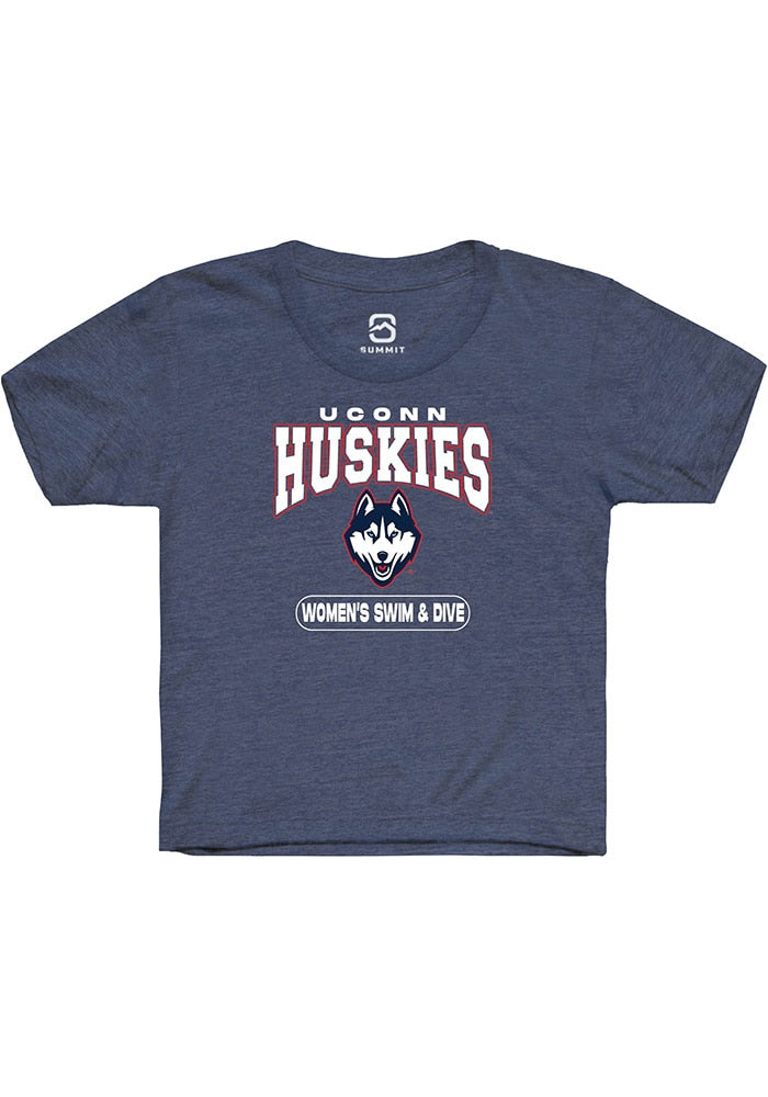 UConn Huskies Youth Womens Swim and Dive Heather Navy Short Sleeve T-Shirt