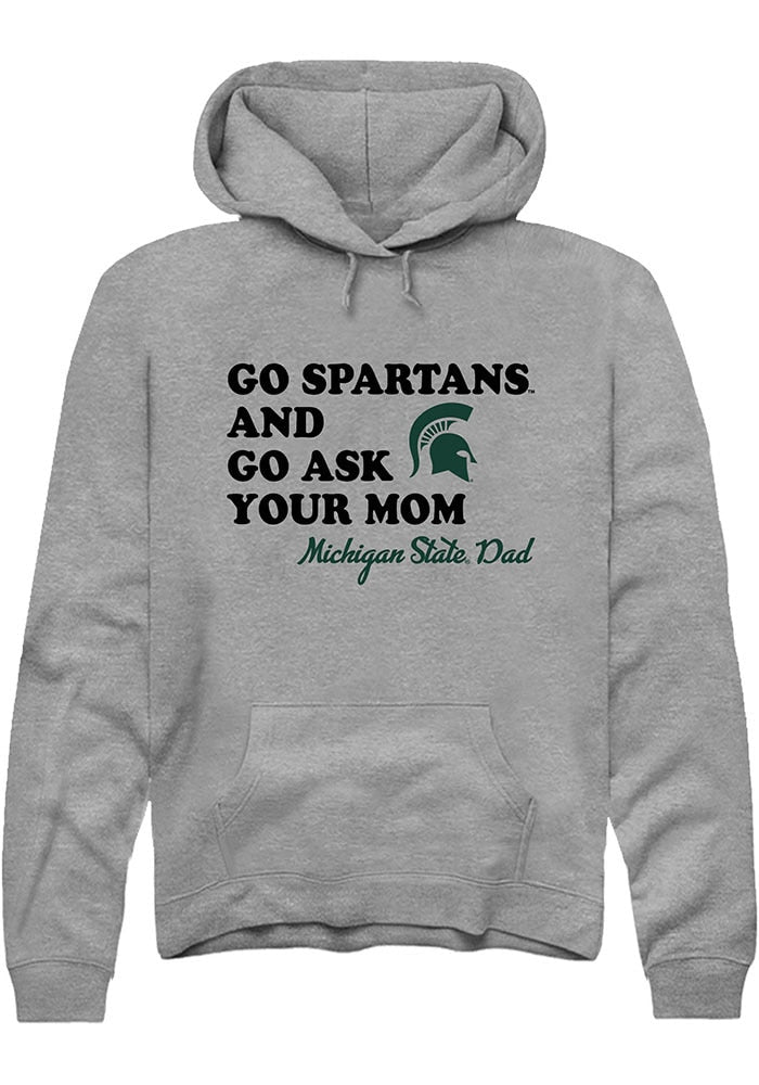 Michigan State Spartans Mens Graphite Go Ask Your Mom Long Sleeve Hoodie