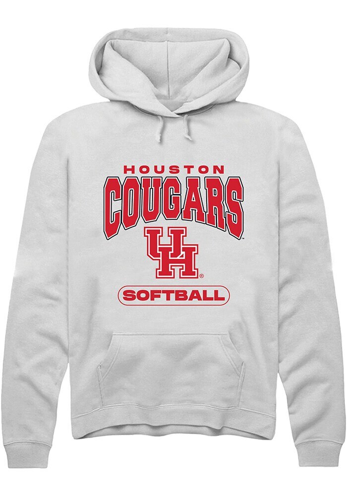 Houston Cougars Mens White Softball Long Sleeve Hoodie