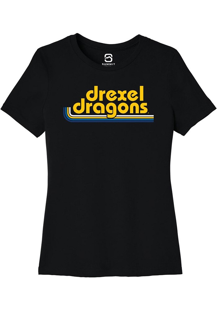 Drexel Dragons Womens Black Stripes Short Sleeve T-Shirt