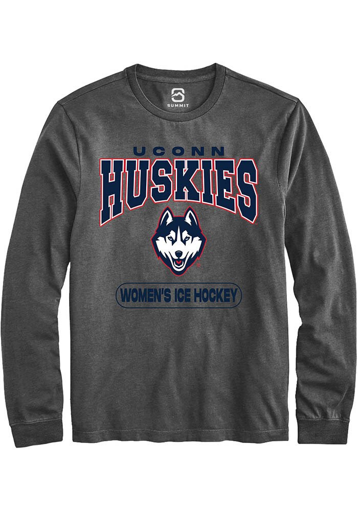 UConn Huskies Unisex Womens Ice Hockey Charcoal Long Sleeve T-Shirt