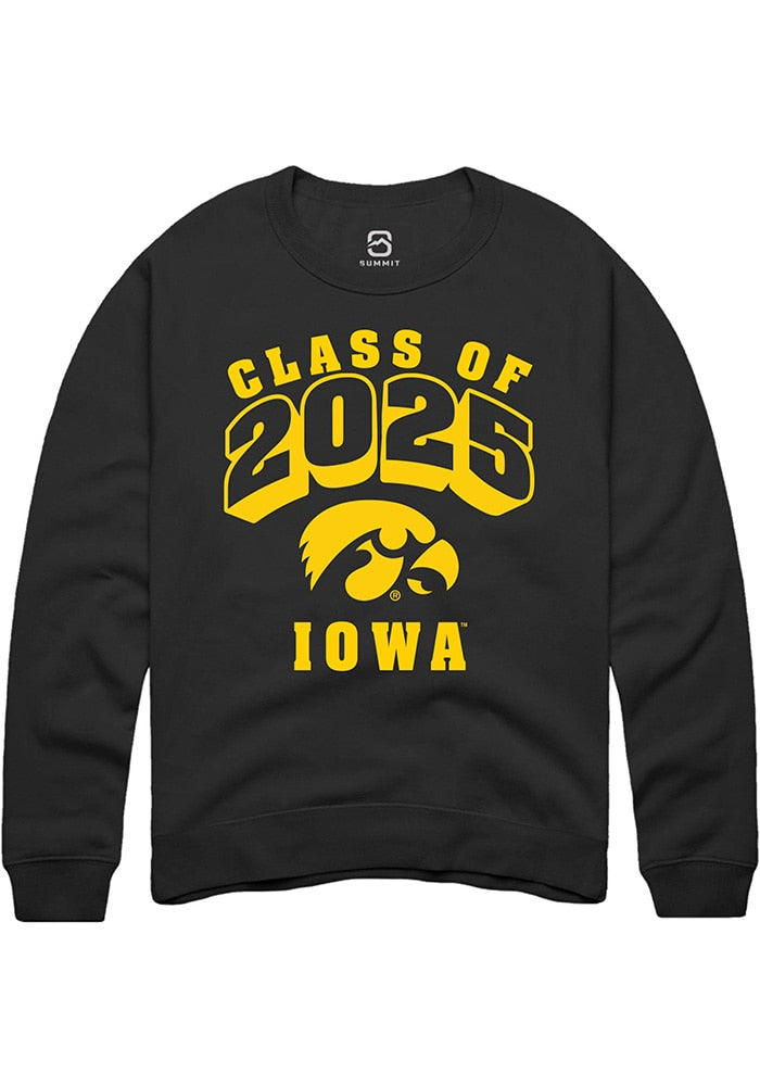 Iowa Hawkeyes Mens Black Class of 2025 Long Sleeve Crew Sweatshirt