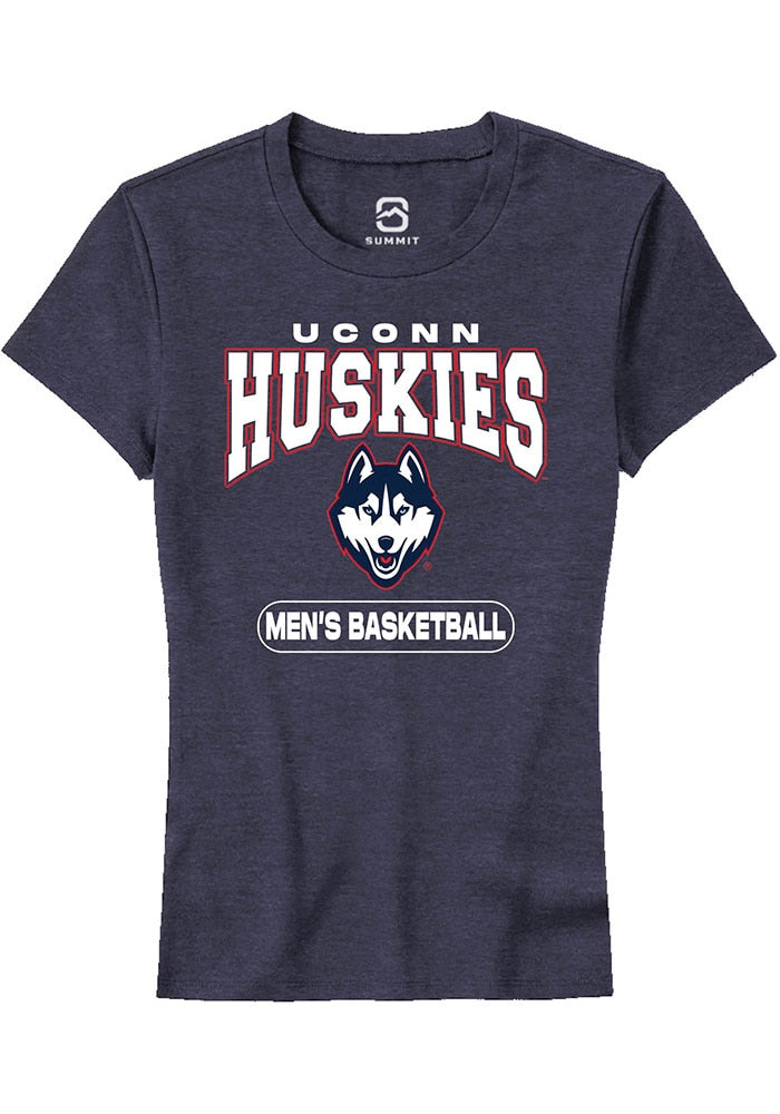 UConn Huskies Womens Mens Basketball Heather Navy Short Sleeve T-Shirt