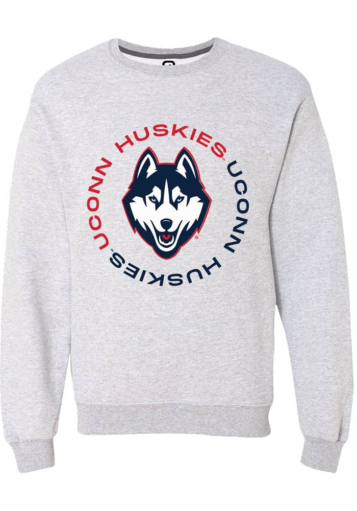 UConn Huskies Unisex Circle Heather Grey Crew Sweatshirt